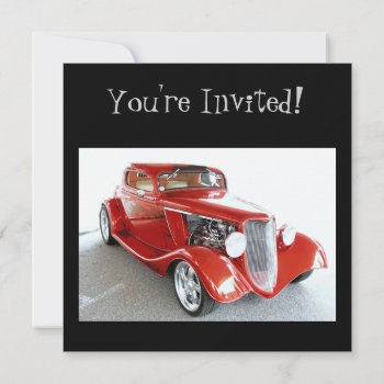 Classic Red Vintage Car -  You're Invited! Invitation by CountryCorner at Zazzle