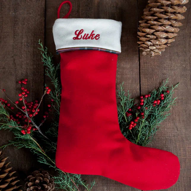 Classic Red w/ White Cuff Wool Christmas Stocking