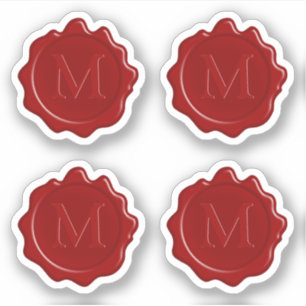 Classic Red Wax Seal Modern Monogram Sticker