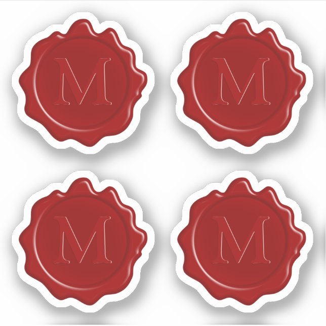 Classic Red Wax Seal Modern Monogram Sticker (Front)