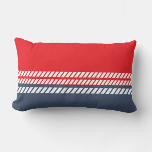 Classic Red White and Blue with Stripes  Lumbar Pillow