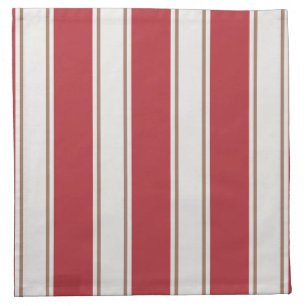 Classic Red, White and Mocha Mouse Stripes Cloth Napkin