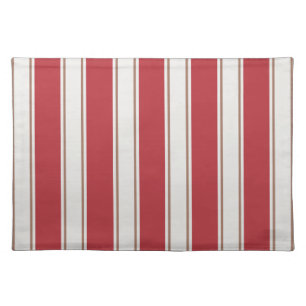 Classic Red, White and Mocha Mouse Stripes Cloth Placemat