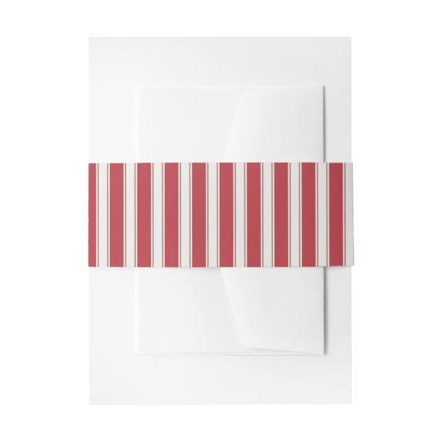 Classic Red, White and Mocha Mouse Stripes Invitation Belly Band (Front Example)