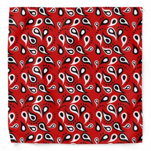 Classic Red White Black Paisley Pattern Pick Color Bandana