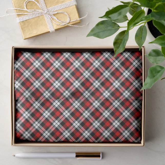 Classic Red White Black Plaid Check Pattern Tissue Paper | Zazzle
