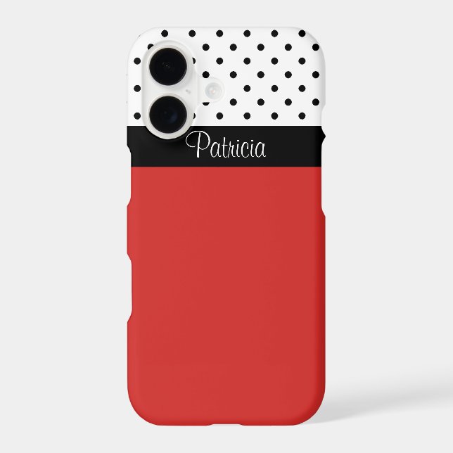 Classic Red White Black Polka Dots Pattern Pop Art Case-Mate iPhone Case (Back)