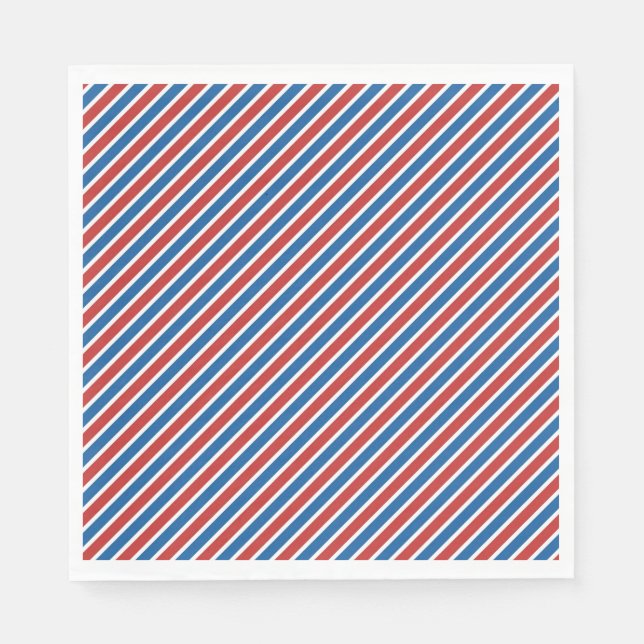 Classic Red White Blue Striped 4th July Napkin (Front)