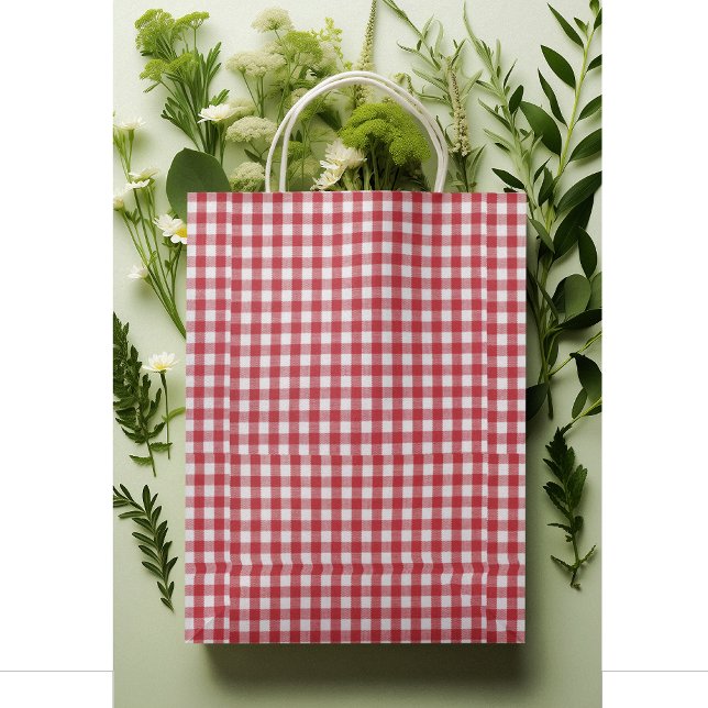 Classic Red & White Buffalo Check Gingham Pattern  Small Gift Bag (Creator Uploaded)