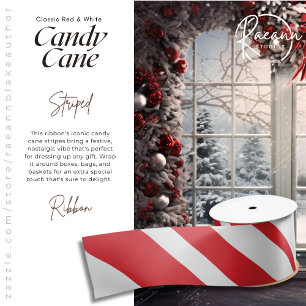 Classic Red & White Candy Cane Striped Ribbon