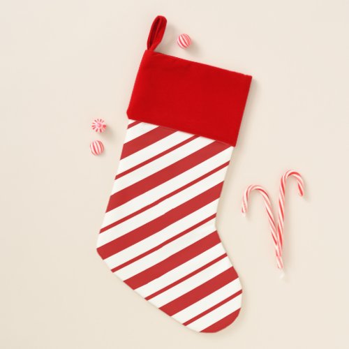 Classic Red  White Candy Cane Stripes Christmas Christmas Stocking