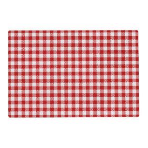 Classic Red White Check Pattern Stripe Laminiated Placemat