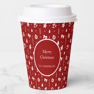 Classic Red & White Gingerbread Christmas Paper Cups
