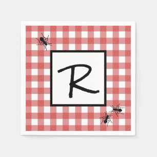 Classic Red White Gingham Ants BBQ Picnic Napkins