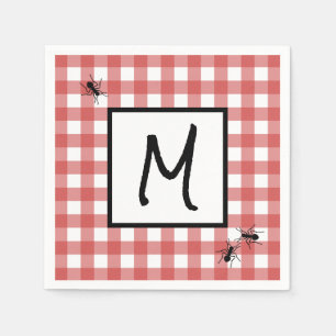 Classic Red White Gingham Ants BBQ Picnic Party Napkins
