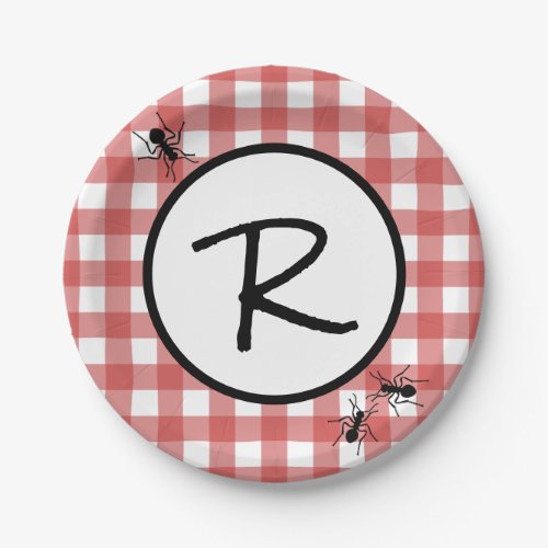 Classic Red White Gingham Ants BBQ Picnic Party Paper Plates