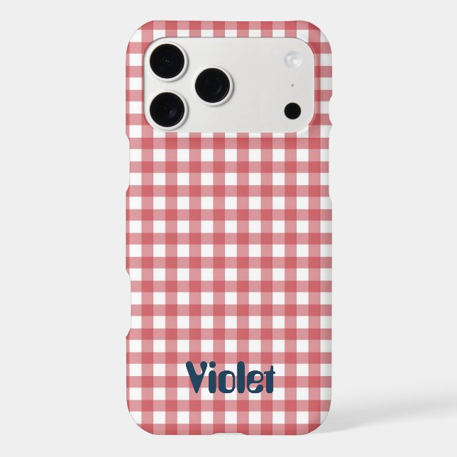 Classic Red & White Gingham Check Seamless Pattern Iphone Case (Back)