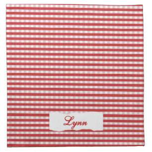 Classic Red & White Gingham   Personalized Name Cloth Napkin