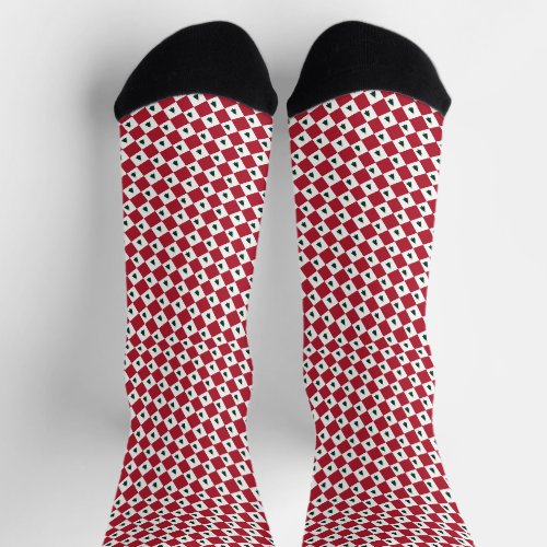 Classic Red White Green Christmas Trees with Stars Socks