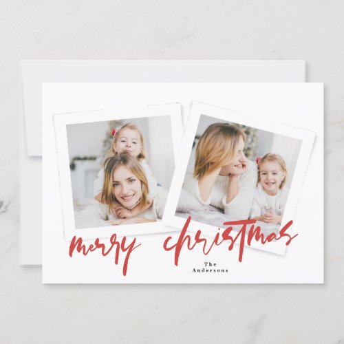 classic red  white merry christmas multi photo holiday card