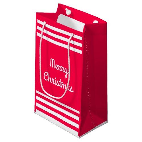 Classic Red White Merry Christmas Text Template Small Gift Bag