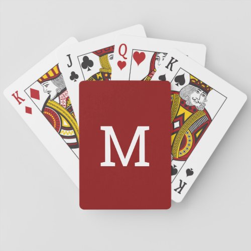 Classic Red  White Monogram Initial Playing Cards