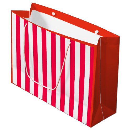 Classic Red White Striped Christmas Template Chic Large Gift Bag
