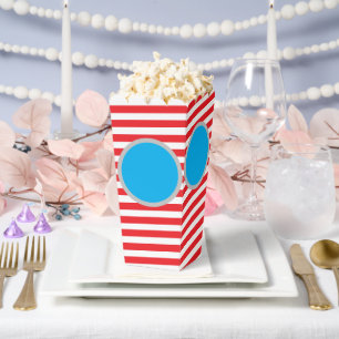 Classic Red & White Striped Movie Night Popcorn Bo Favor Boxes