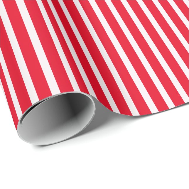 Classic Red White Stripes Christmas Wrapping Paper (Roll Corner)