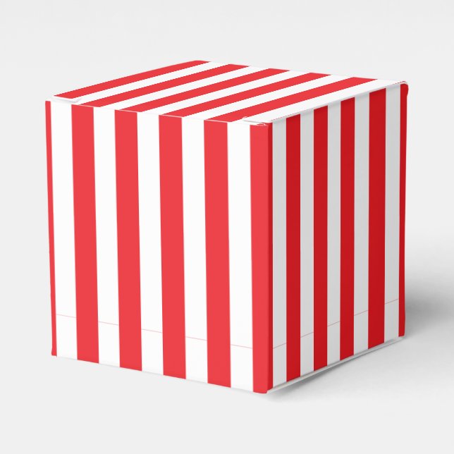 Classic Red & White Stripes Favor Boxes (Front Side)