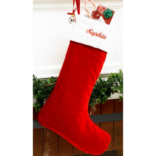 Classic Red  White Velvet Christmas Stocking