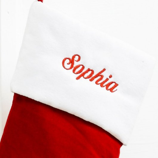 Classic Red & White Velvet Christmas Stocking (Front)