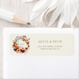Classic Red Wildflower Name Initial Return Address Label