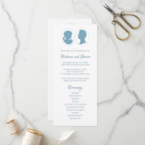 Classic Regency Blue Cameo Wedding Ceremony Program