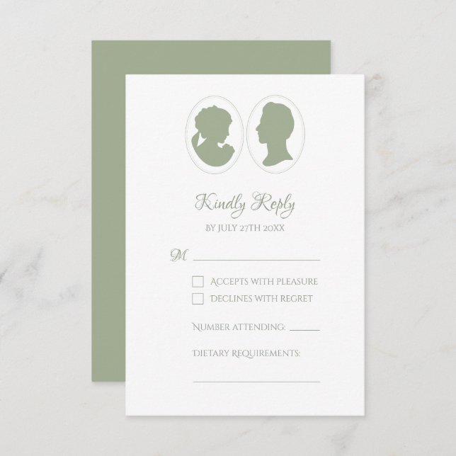 Classic Regency Green Cameo Response Card (Front/Back)