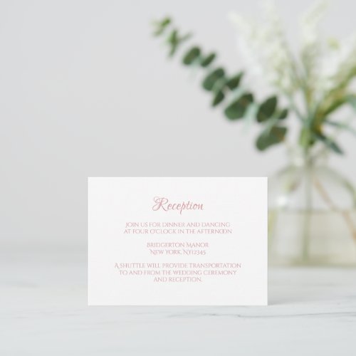 Classic Regency Pink Cameo Wedding Reception Enclosure Card