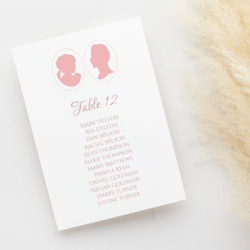 Classic Regency Pink Cameo Wedding Table Number