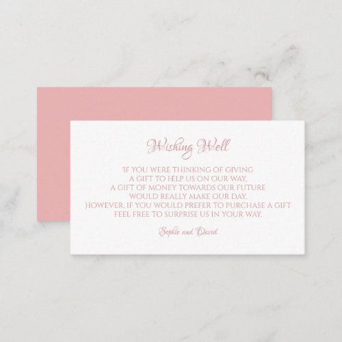 Classic Regency Pink Cameo Wishing Well Wedding Enclosure Card