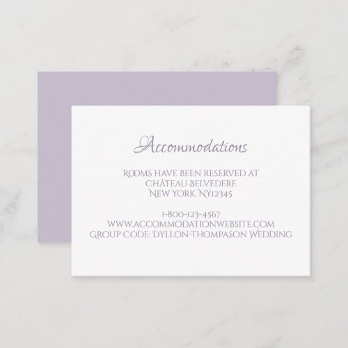 Classic Regency Purple Cameo Wedding Accommodation Enclosure Card