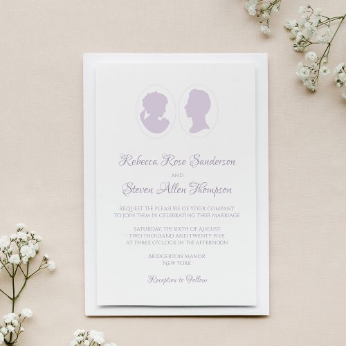 Classic Regency Purple Cameo Wedding Invitation