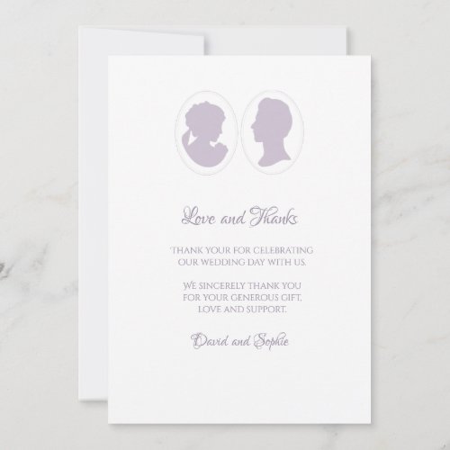 Classic Regency Purple Cameo Wedding Thank You Card