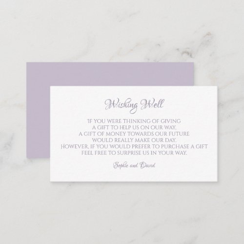 Classic Regency Purple Cameo Wishing Well Wedding Enclosure Card