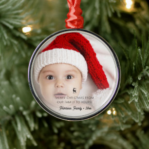 Classic Reindeer Photo Christmas Metal Ornament