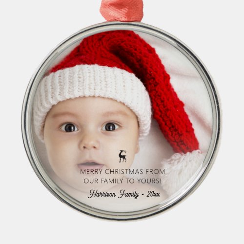 Classic Reindeer Photo Christmas Metal Ornament