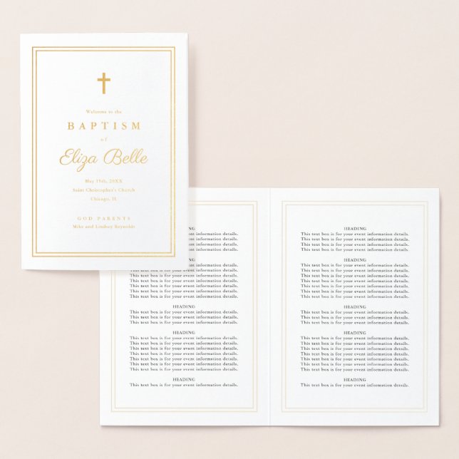 Classic Religious Baptism Program Gold Foil  (Display)