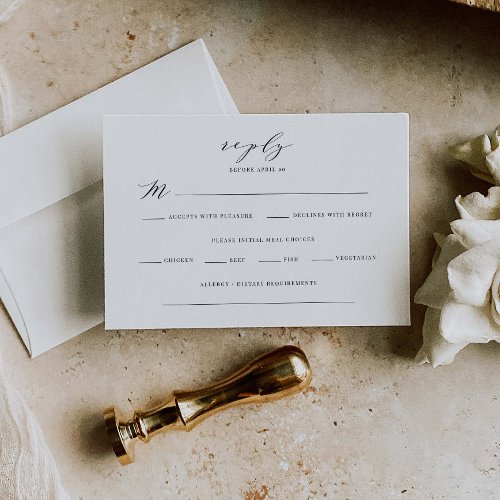 Classic Reply Enclosure Card Wedding Meal J102