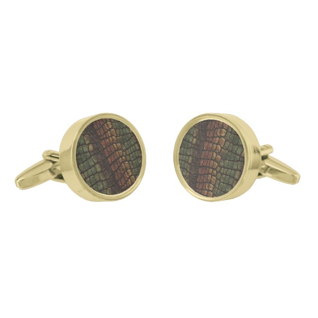 Classic Retirement Gifts Crocodile Print Cufflinks (Angled)