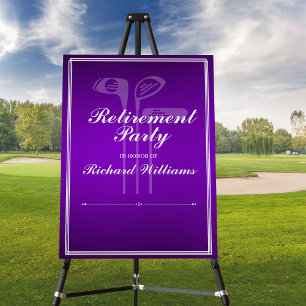 Classic Retirement Golf  Club Theme Purple White Foam Board