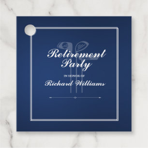 Classic Retirement Golf Clubs Theme Blue White Favor Tags