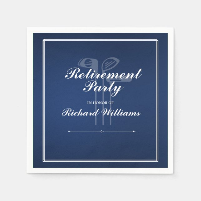 Classic Retirement Golf  Clubs Theme Green Blue Napkins (Front)